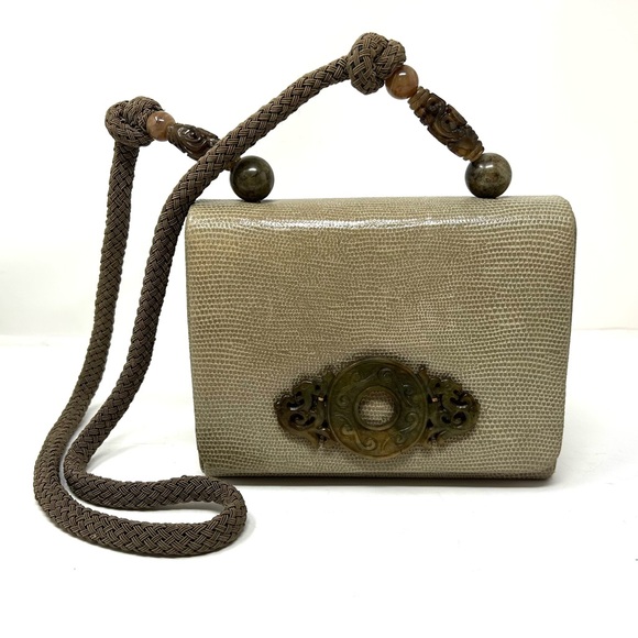 Rafael Sanchez Snake Print Leather Shoulder Crossbody purse, vintage, NWOT - Picture 5 of 12